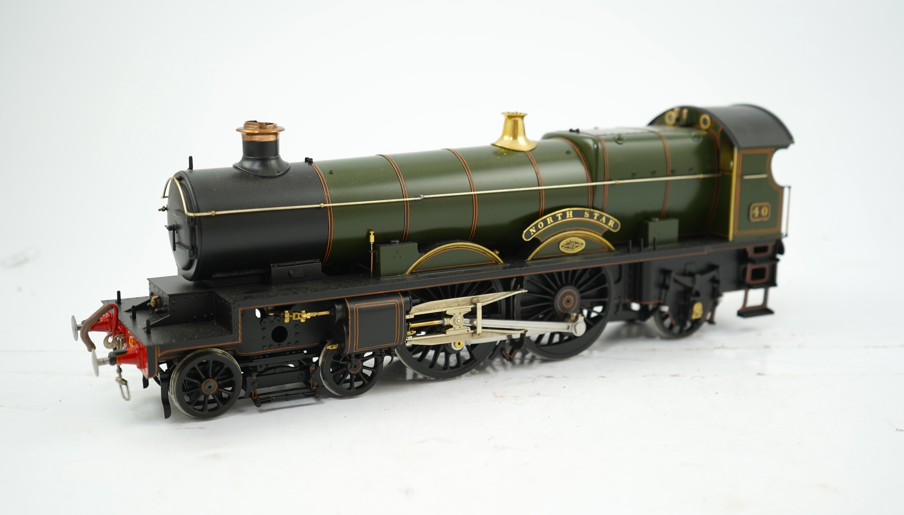 A Gauge One model of GWR Star Class prototype, North Star 40, 4-4-2 tender locomotive, constructed, painted and lined to a very high standard, with a high level of detail, unpowered and with cab interior unpainted.